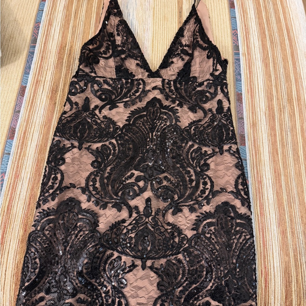 Free People Black and Tan Lace Detail